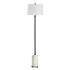 Floor Lamp | Off White Shade | Bronze Stem with Faux Marble Base | 62"
