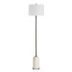 Floor Lamp | Off White Shade | Bronze Stem with Faux Marble Base | 62"