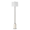 Floor Lamp | Off White Shade | Bronze Stem with Faux Marble Base | 62"