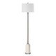 Floor Lamp | Off White Shade | Bronze Stem with Faux Marble Base | 62"