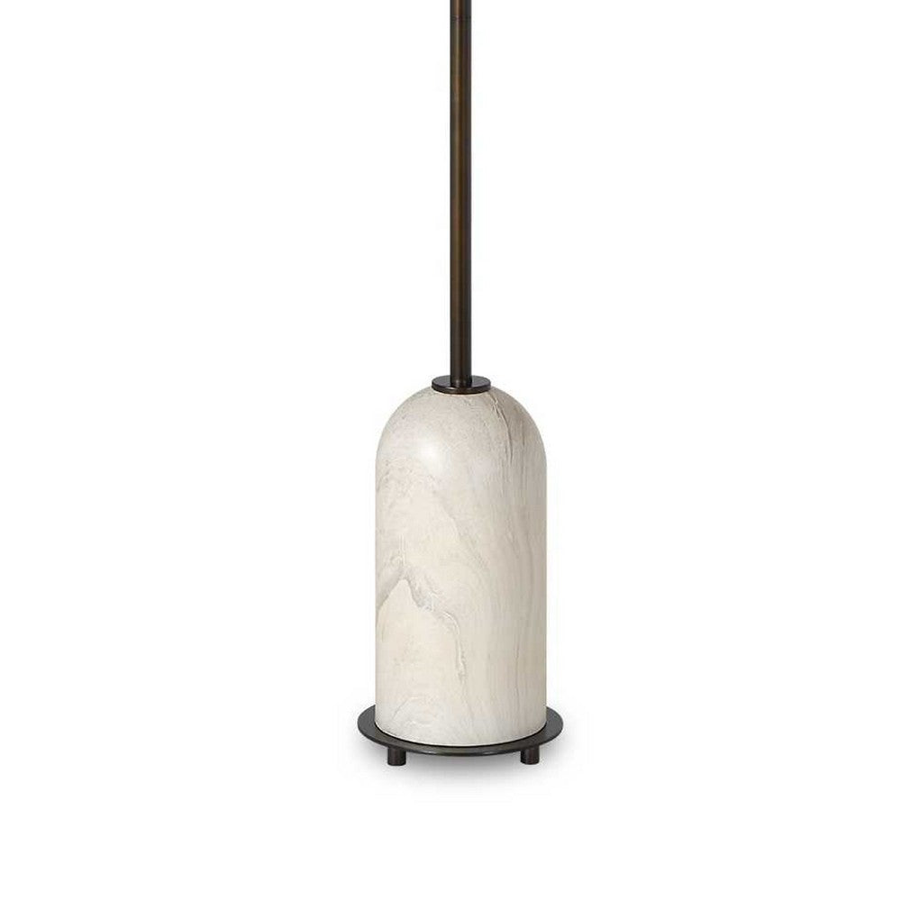 Floor Lamp | Off White Shade | Bronze Stem with Faux Marble Base | 62"