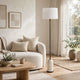 Floor Lamp | Off White Shade | Bronze Stem with Faux Marble Base | 62"