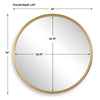 Decorative Wall Mirror | Ribbed Accent Gold Leaf | 34" Round Frame