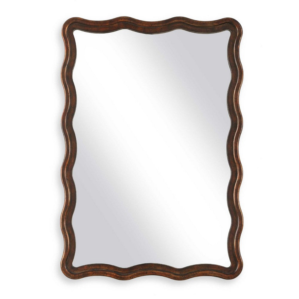 Decorative Wall Mirror | Organic Scalloped Edges | Antique Bronze | Gold | 23x33
