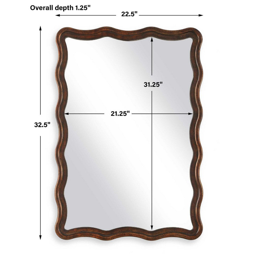Decorative Wall Mirror | Organic Scalloped Edges | Antique Bronze | Gold | 23x33