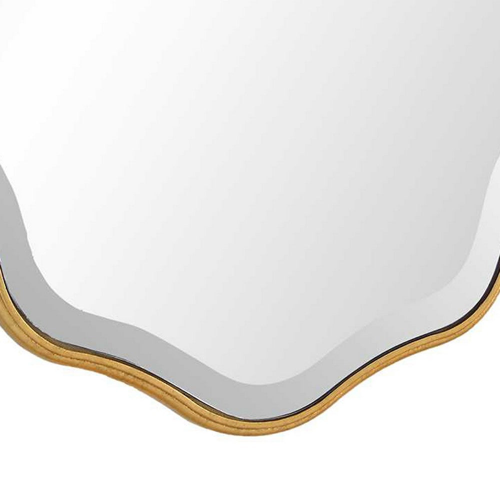 Decorative Wall Mirror | Gold Wavy Leaf | Beveled Glass | 22x32