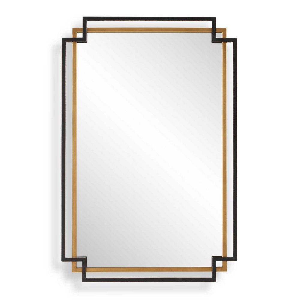 Modern Wall Mirror | Art Deco Bronze & Gold Layered Frame | 22x34
