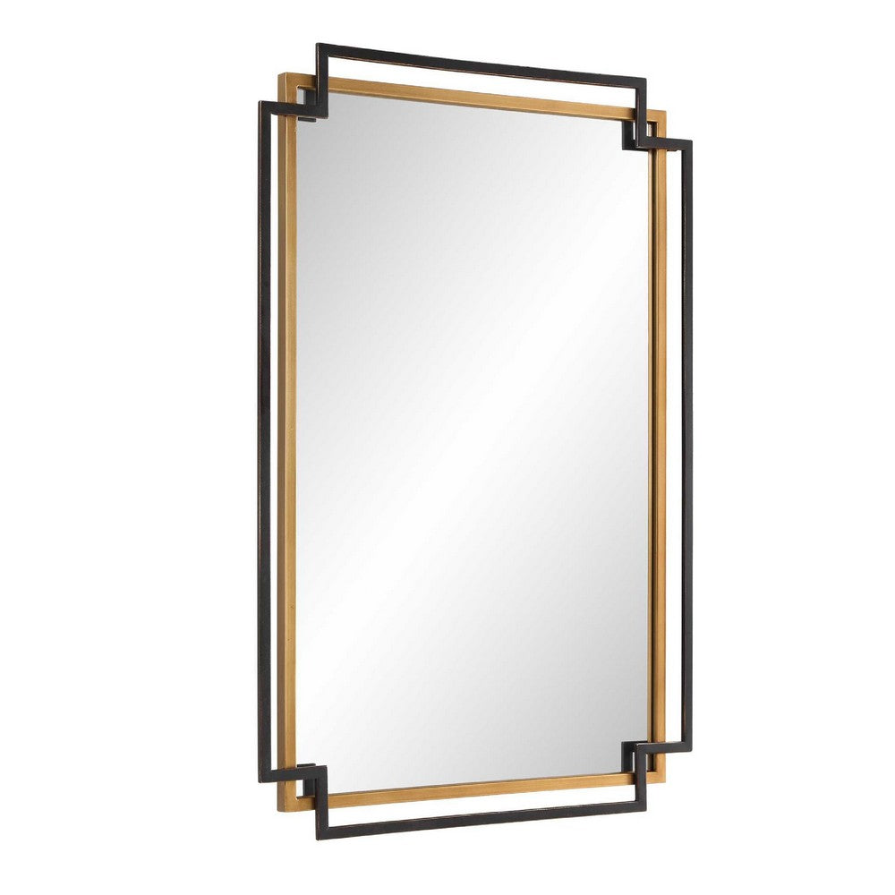 Modern Wall Mirror | Art Deco Bronze & Gold Layered Frame | 22x34