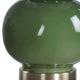 Table Lamp | White Tapered Shade | Dark Green Ceramic Gourd Base | 26"