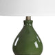 Table Lamp | White Tapered Shade | Dark Green Ceramic Gourd Base | 26"