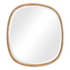 Boho Accent Wall Mirror | Beveled Glass | Natural Brown Rattan Woven | 34"