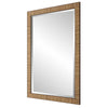 Decorative Coastal Wall Mirror | Faux Rattan Wrap | 22x32 Dark Brown Frame