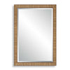 Decorative Coastal Wall Mirror | Faux Rattan Wrap | 22x32 Dark Brown Frame