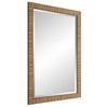 Decorative Coastal Wall Mirror | Faux Rattan Wrap | 22x32 Dark Brown Frame