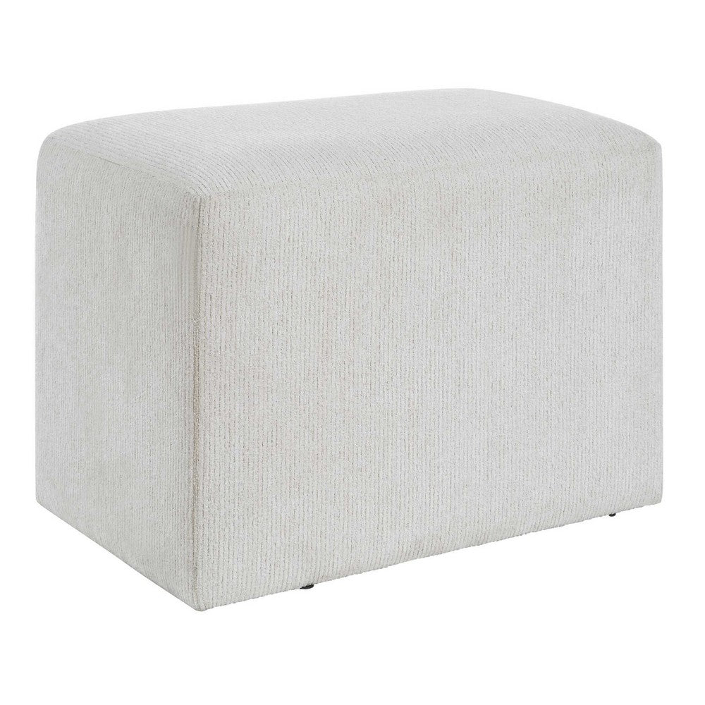 Accent Stool | Channel Tufted | Off White Polyester Upholstered | 24"