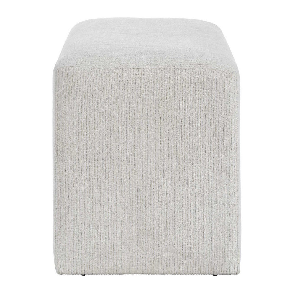 Accent Stool | Channel Tufted | Off White Polyester Upholstered | 24"