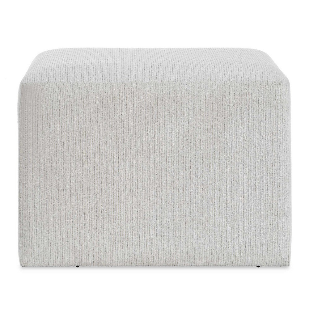 Accent Stool | Channel Tufted | Off White Polyester Upholstered | 24"