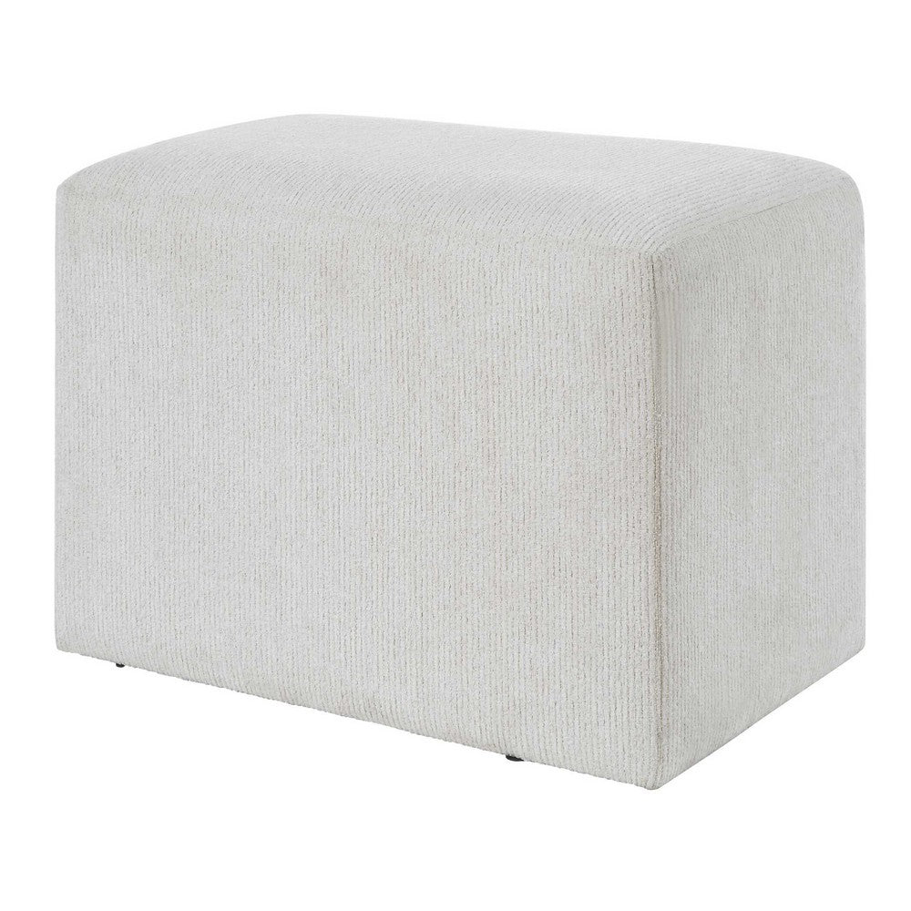 Accent Stool | Channel Tufted | Off White Polyester Upholstered | 24"