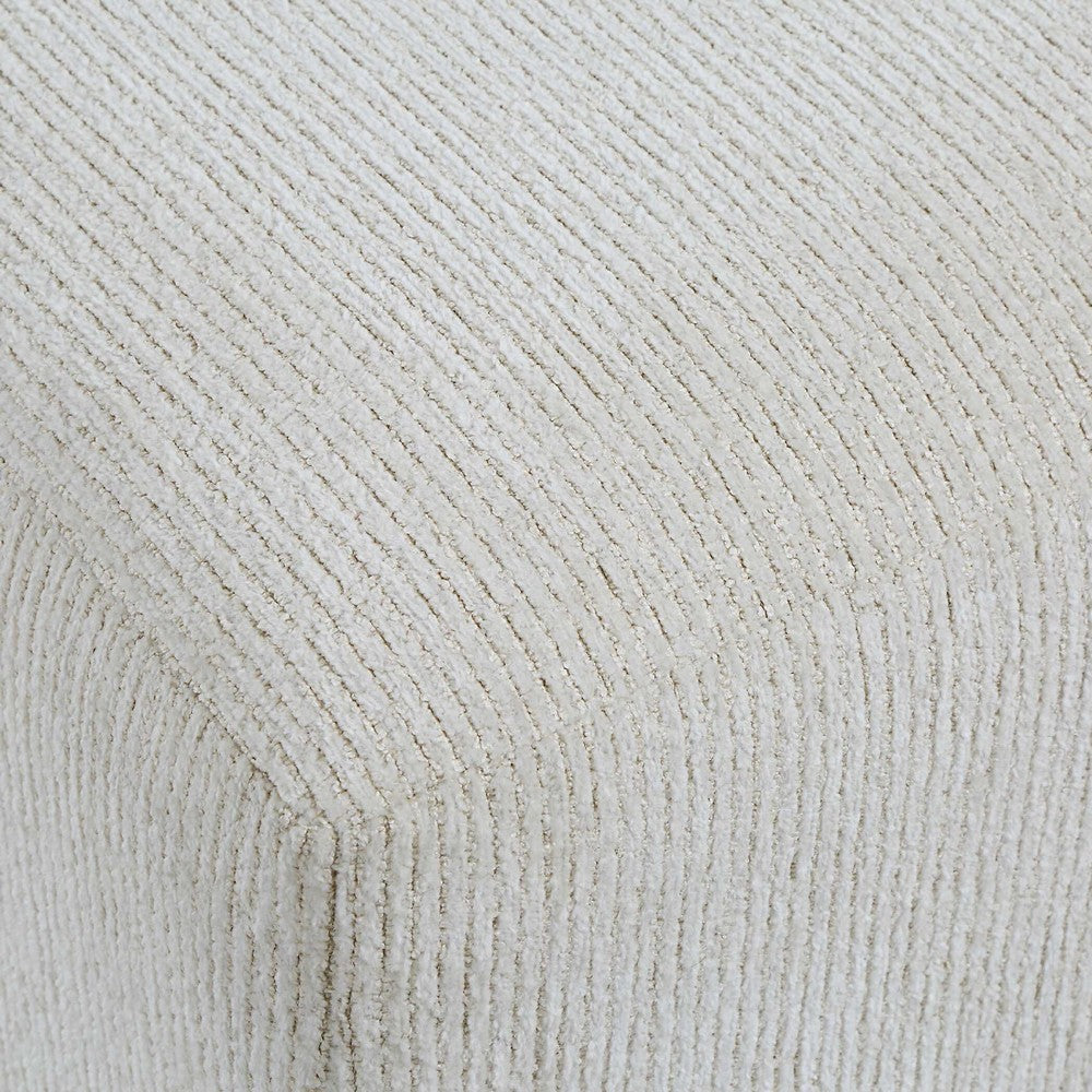 Accent Stool | Channel Tufted | Off White Polyester Upholstered | 24"