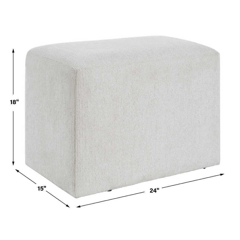 Accent Stool | Channel Tufted | Off White Polyester Upholstered | 24"