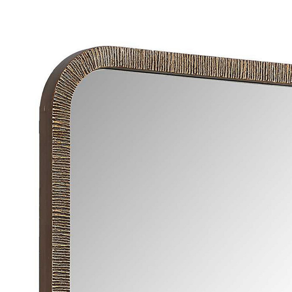 Decorative Wall Mirror | Antique Gold Ridged Frame | 22x32 Rectangular
