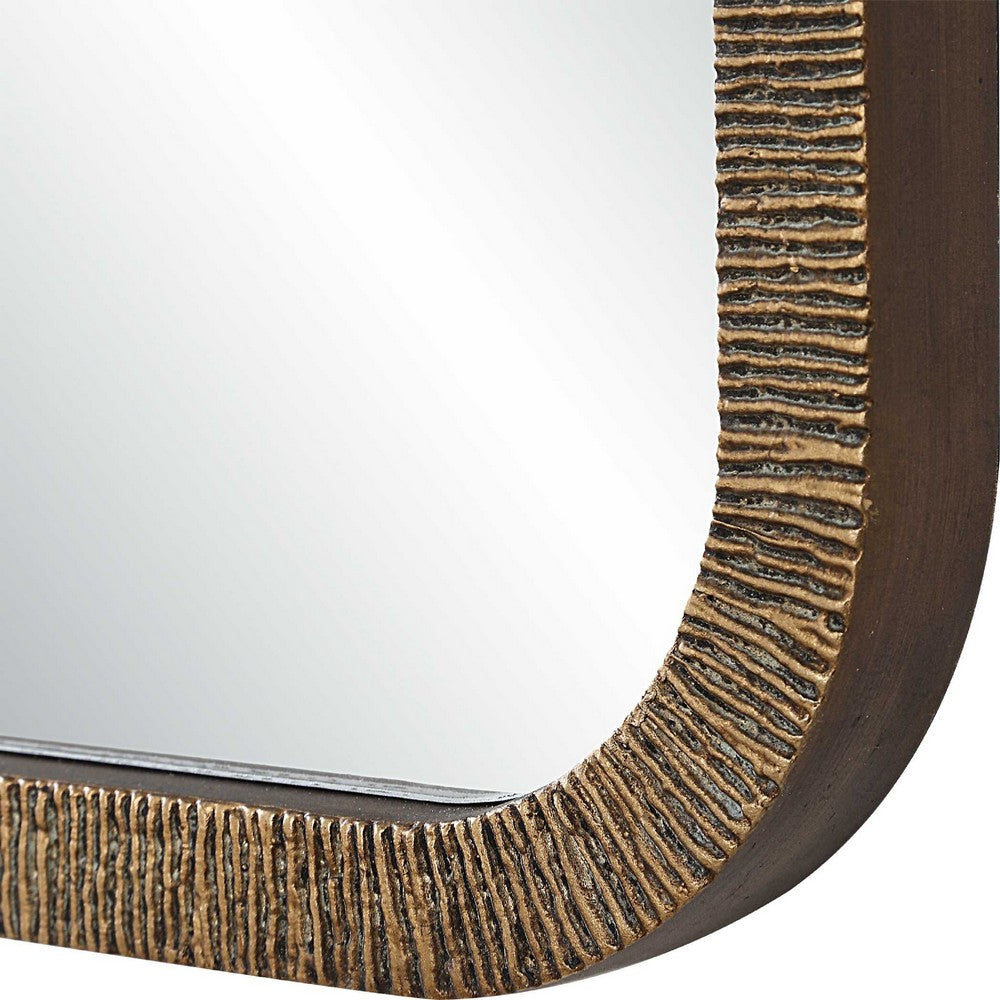 Decorative Wall Mirror | Antique Gold Ridged Frame | 22x32 Rectangular