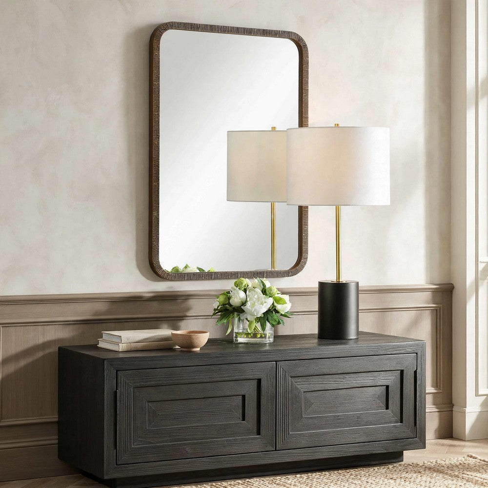 Decorative Wall Mirror | Antique Gold Ridged Frame | 22x32 Rectangular