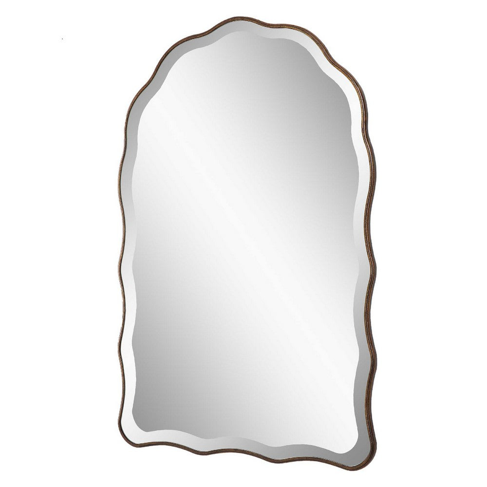 Siva Arched Accent Wall Mirror | Scallop Edges | Antique Bronze | Gold 24x36