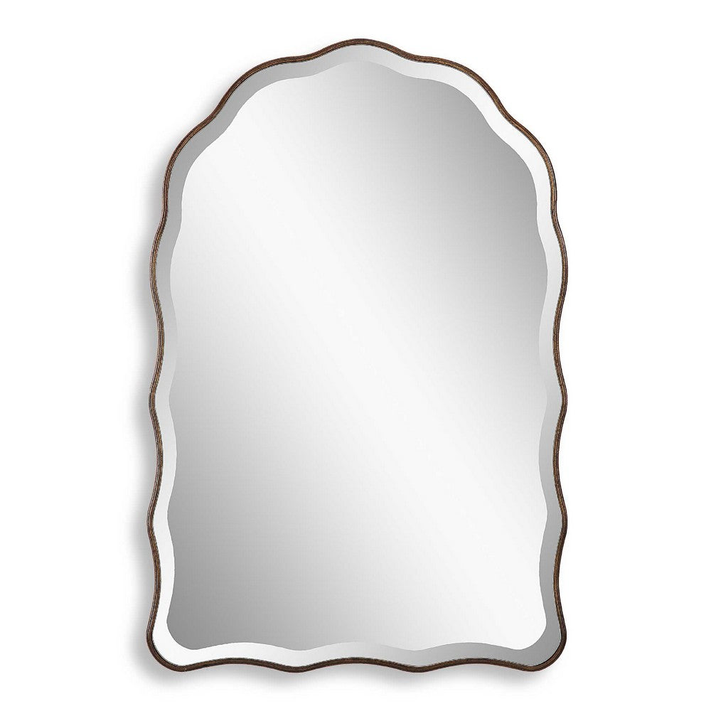 Siva Arched Accent Wall Mirror | Scallop Edges | Antique Bronze | Gold 24x36