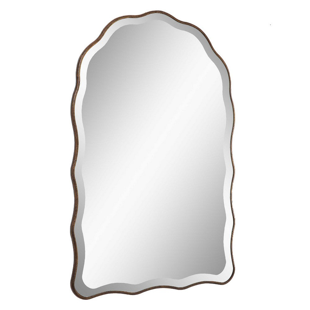 Siva Arched Accent Wall Mirror | Scallop Edges | Antique Bronze | Gold 24x36