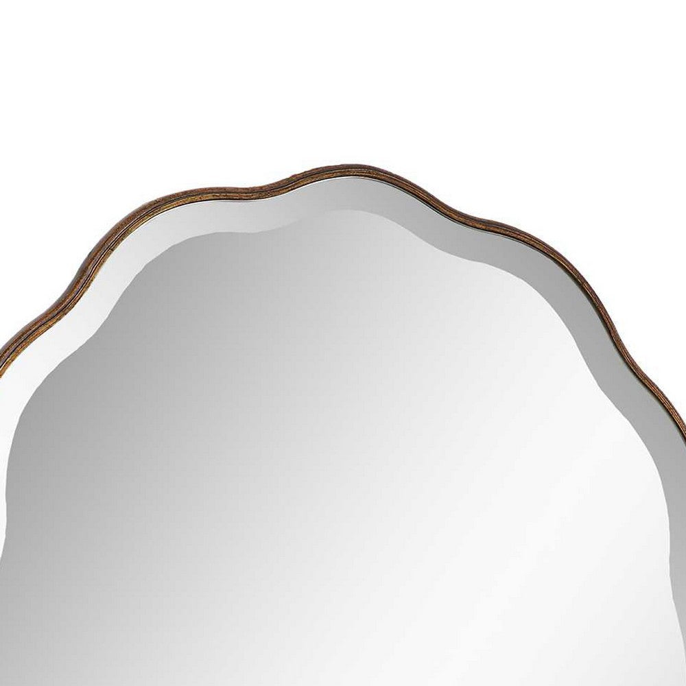 Siva Arched Accent Wall Mirror | Scallop Edges | Antique Bronze | Gold 24x36