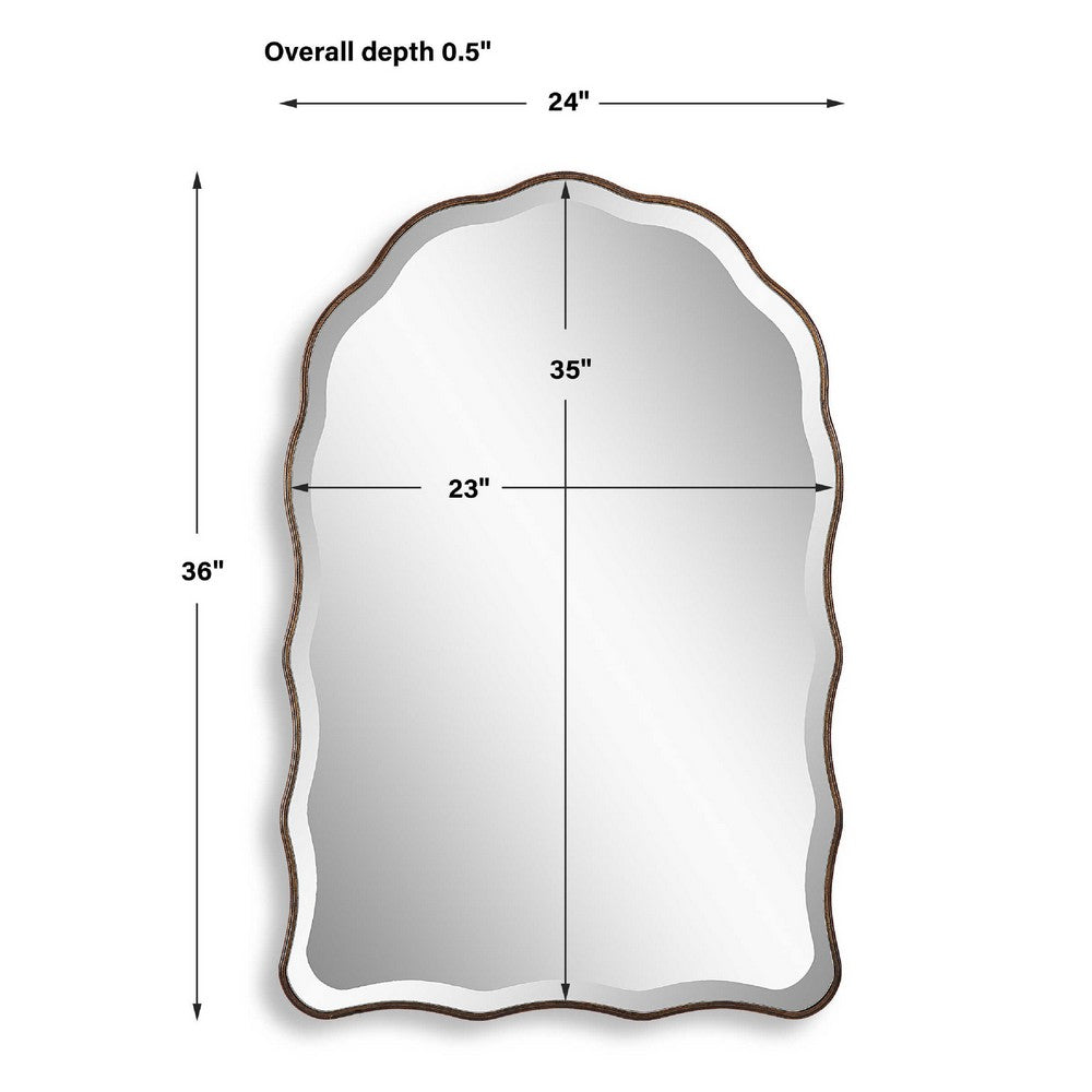 Siva Arched Accent Wall Mirror | Scallop Edges | Antique Bronze | Gold 24x36