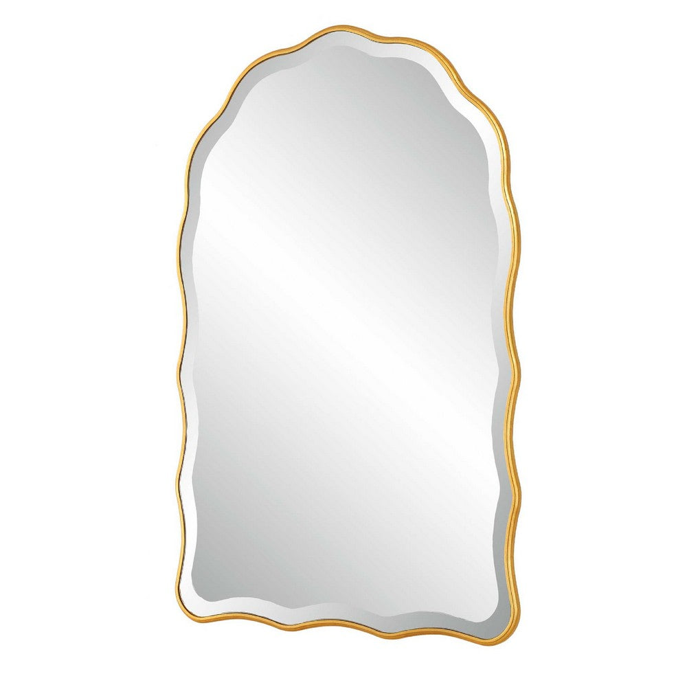 Siva Arched Accent Wall Mirror | Scalloped Edges | Gold Leaf Finish 24x36