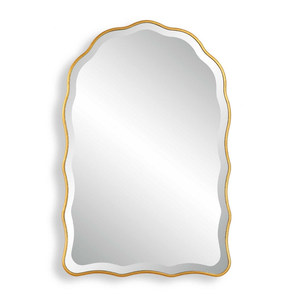 Siva Arched Accent Wall Mirror | Scalloped Edges | Gold Leaf Finish 24x36
