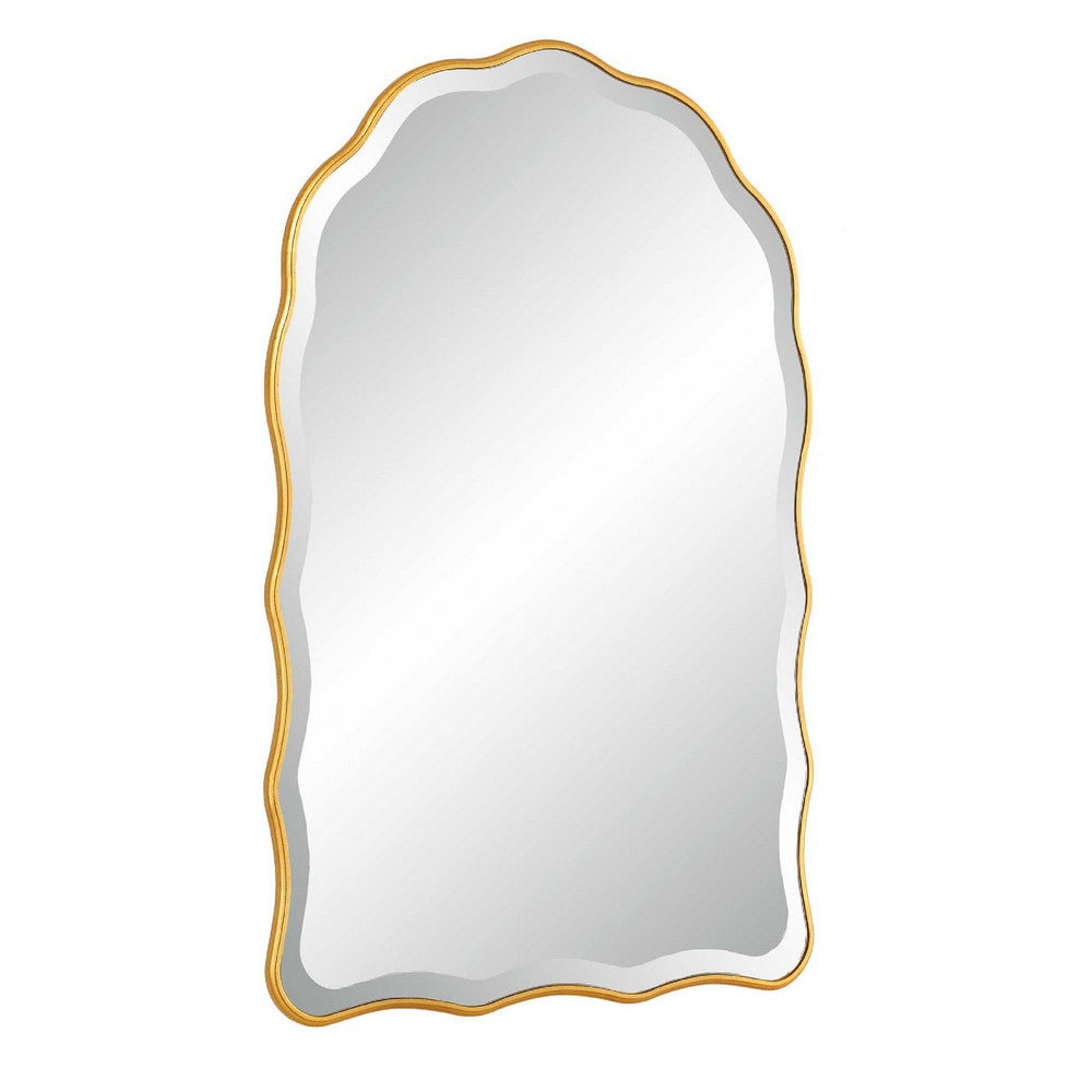 Siva Arched Accent Wall Mirror | Scalloped Edges | Gold Leaf Finish 24x36