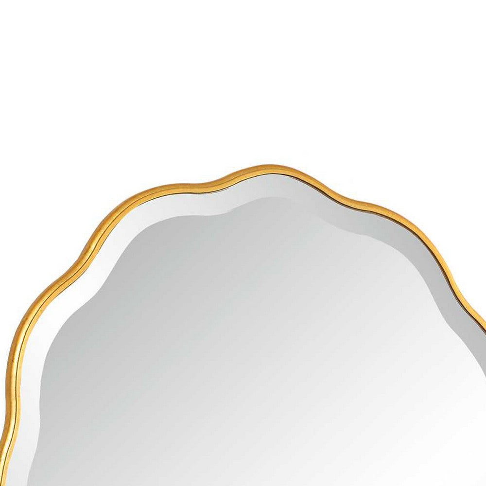 Siva Arched Accent Wall Mirror | Scalloped Edges | Gold Leaf Finish 24x36