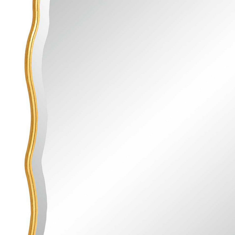 Siva Arched Accent Wall Mirror | Scalloped Edges | Gold Leaf Finish 24x36