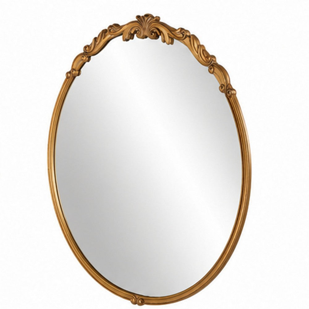Accent Wall Mirror | Scrollwork | Antique Gold | Gray Glaze | Round 28"