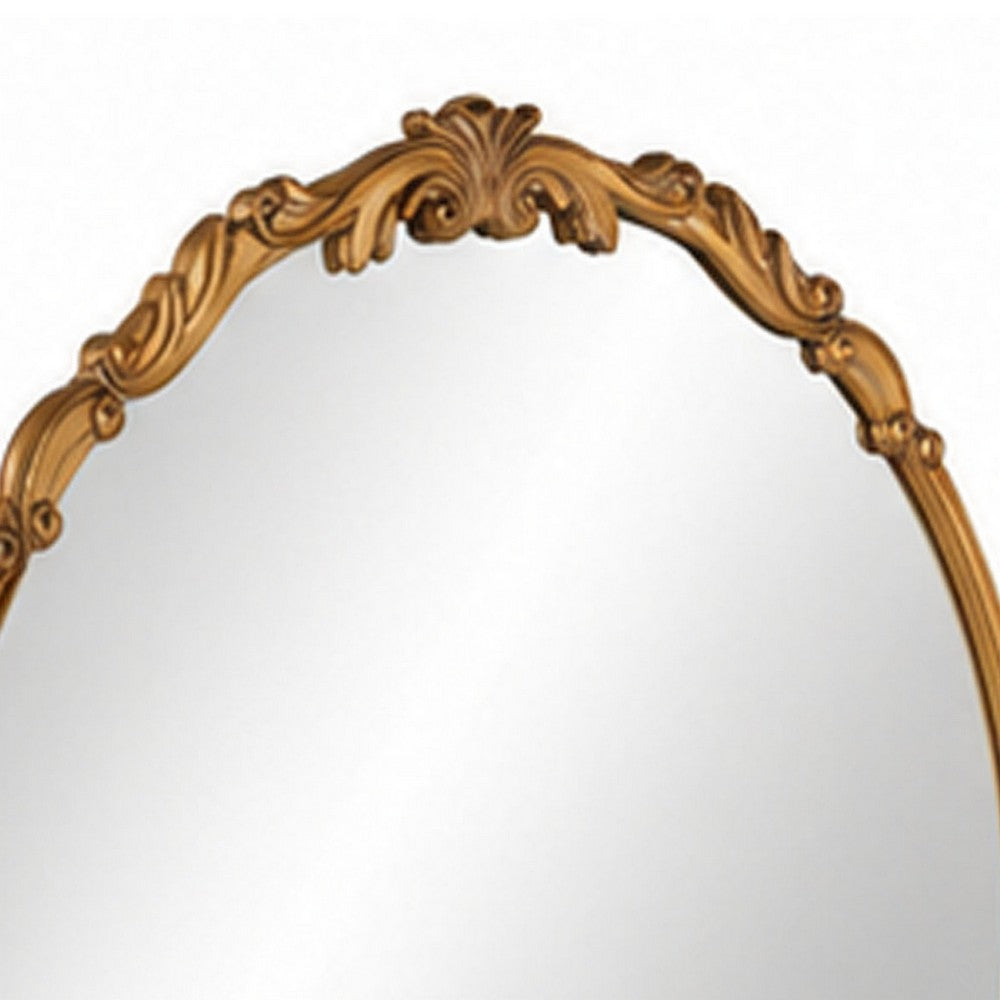Accent Wall Mirror | Scrollwork | Antique Gold | Gray Glaze | Round 28"