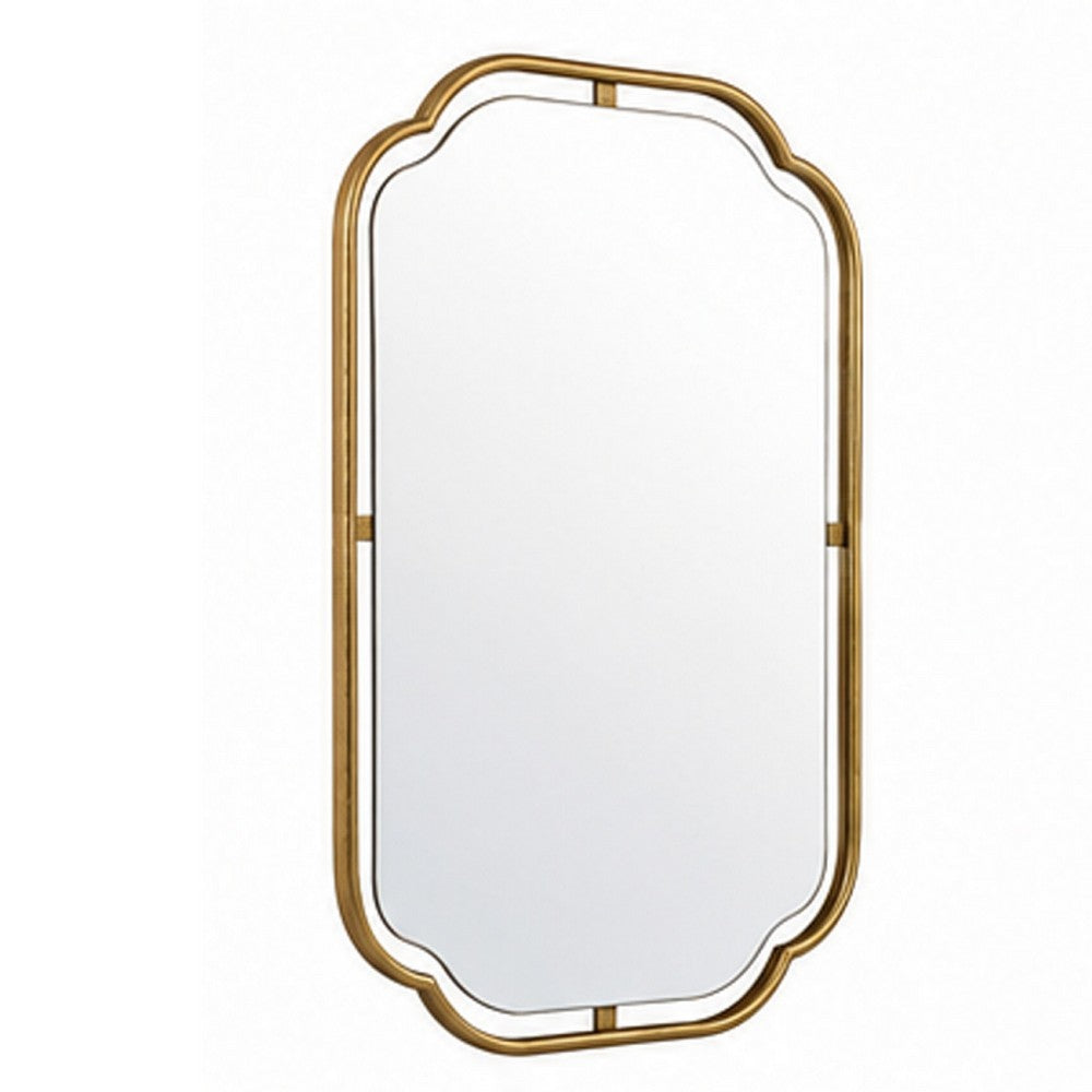 Floating Rectangular Mirror | Concave Corners | Antique Gold Leaf 22x35