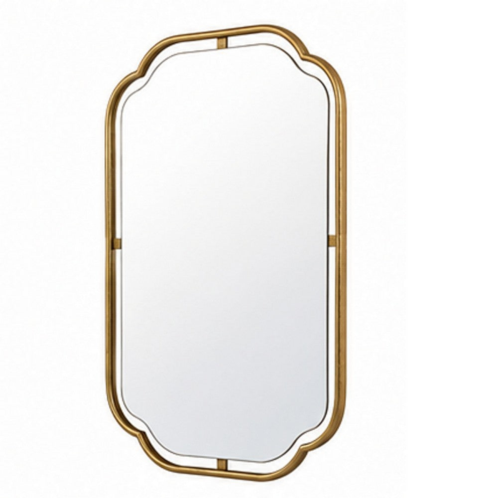 Floating Rectangular Mirror | Concave Corners | Antique Gold Leaf 22x35