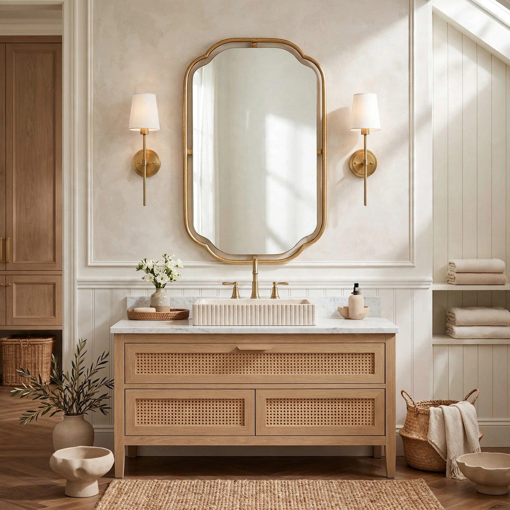 Floating Rectangular Mirror | Concave Corners | Antique Gold Leaf 22x35