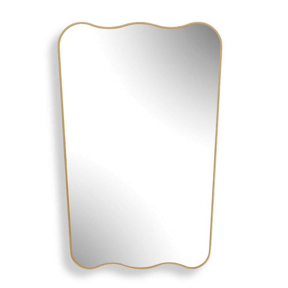 Accent Wall Mirror | Wavy Top & Bottom | Tapered Sides | Warm Gold 24x36