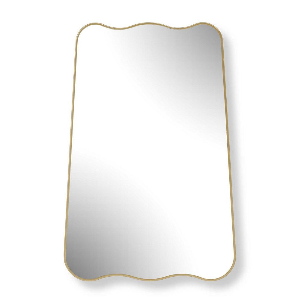 Accent Wall Mirror | Wavy Top & Bottom | Tapered Sides | Warm Gold 24x36