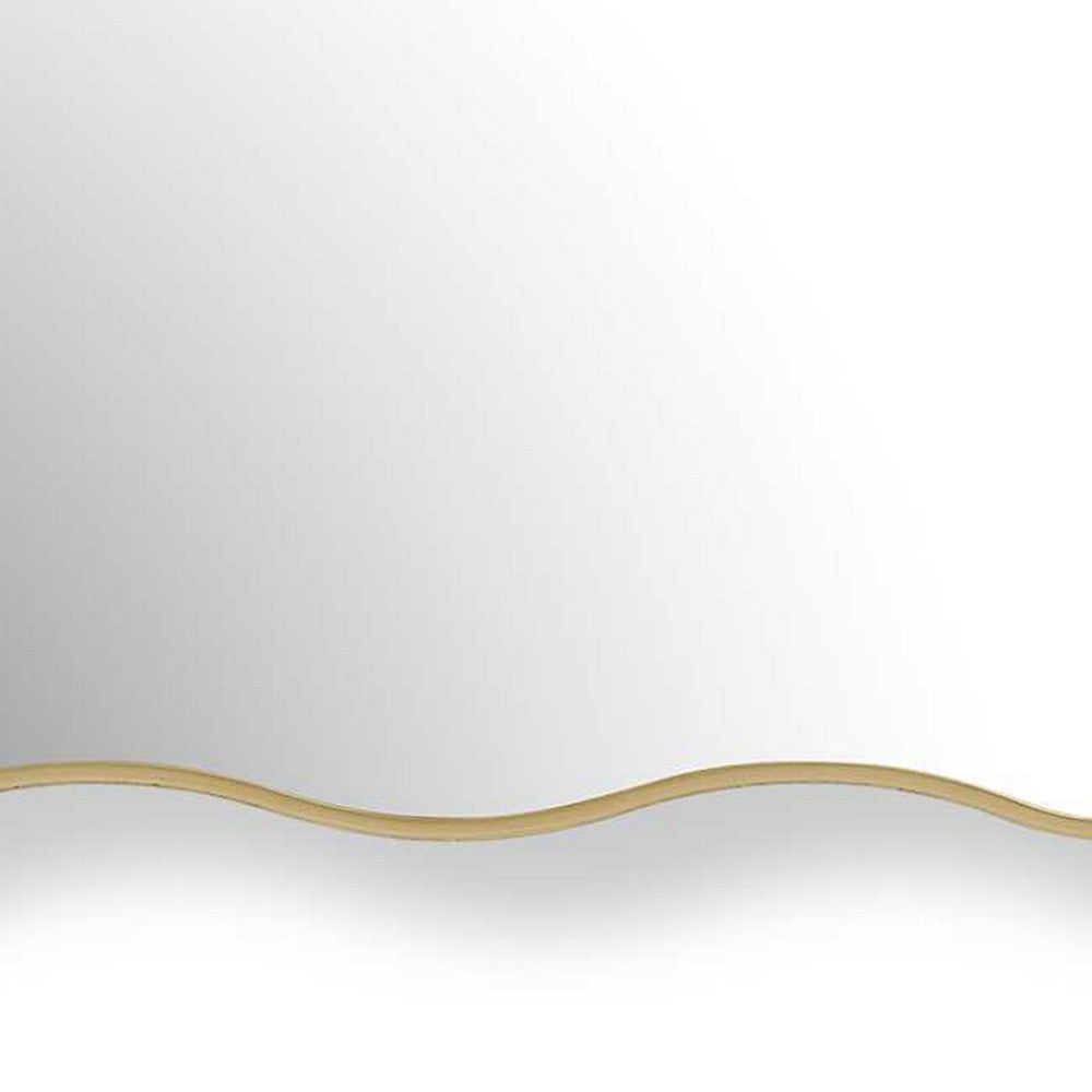 Accent Wall Mirror | Wavy Top & Bottom | Tapered Sides | Warm Gold 24x36