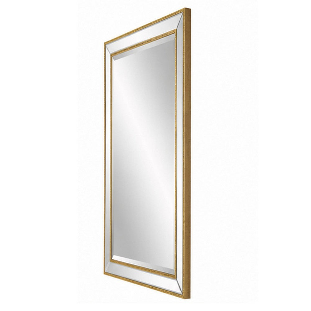 Accent Wall Mirror | Double Frame | Beveled Mirror Trim | Gold Tone 27x33