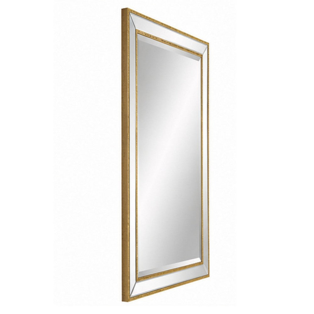 Accent Wall Mirror | Double Frame | Beveled Mirror Trim | Gold Tone 27x33