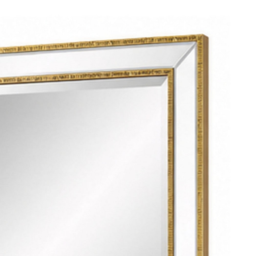Accent Wall Mirror | Double Frame | Beveled Mirror Trim | Gold Tone 27x33