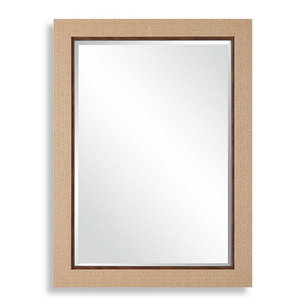 Raga Accent Wall Mirror | Basket Weave Design | Beige & Dark Brown 28x38