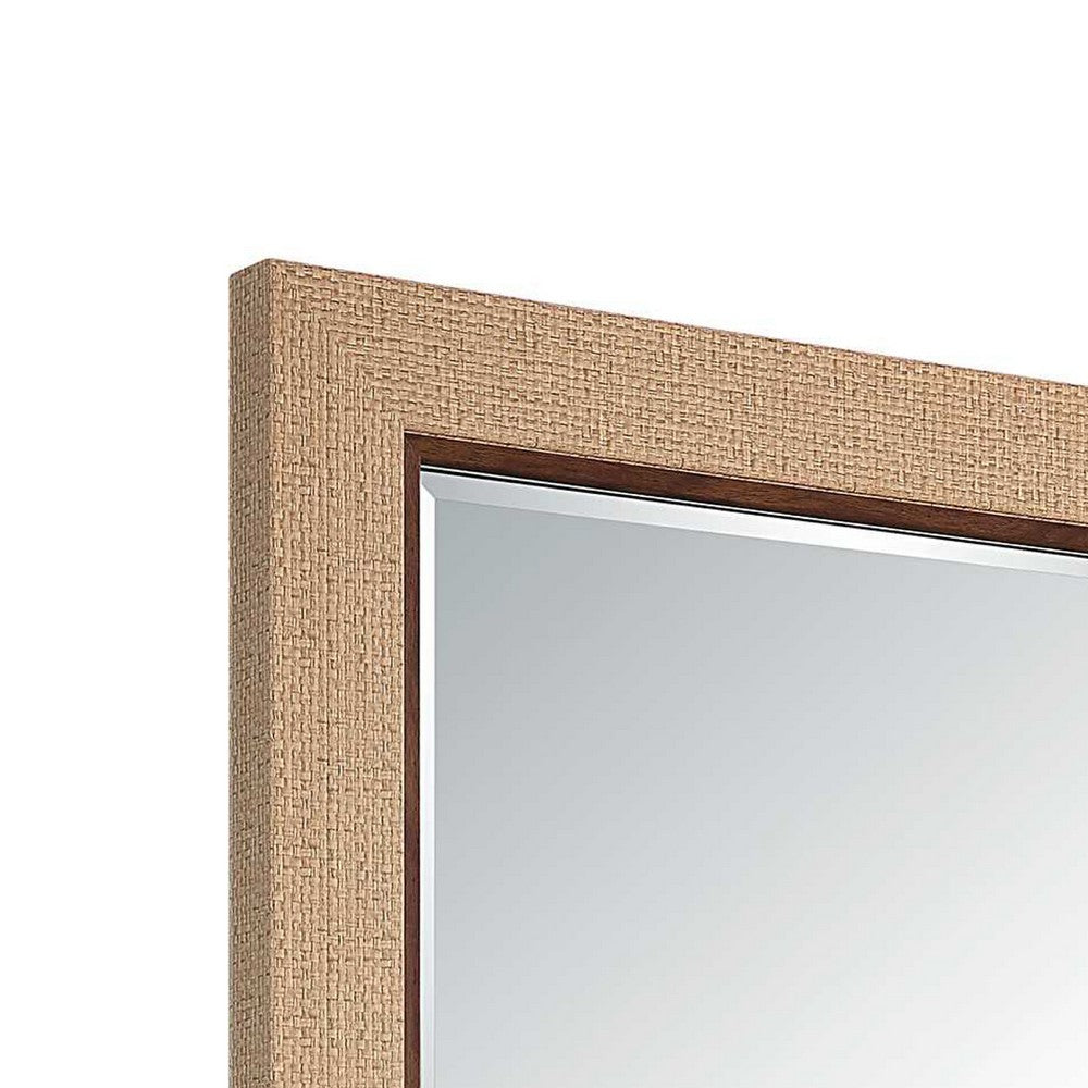 Raga Accent Wall Mirror | Basket Weave Design | Beige & Dark Brown 28x38